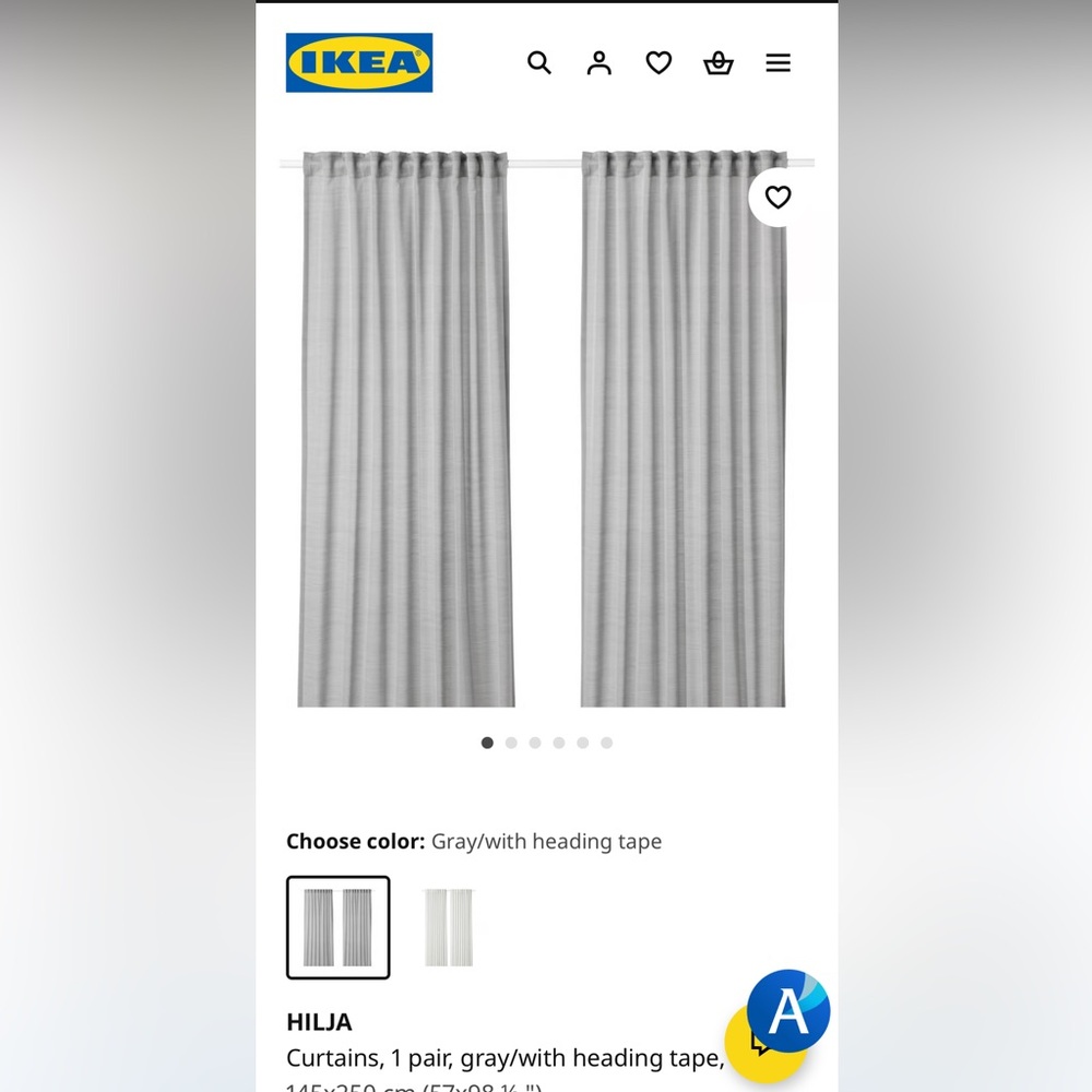 IKEA Hilja Curtains, Blue, One pair